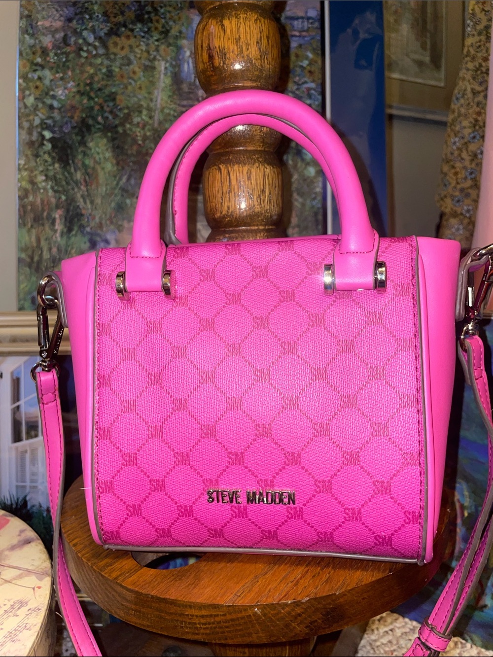 Steve Madden Hot Pink Structured Tiny Satchel with Detachable Strap